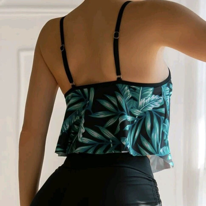 Damen Sportliches Tankini-Set mit Raffungen und verstellbaren Trägern Echo Archiv