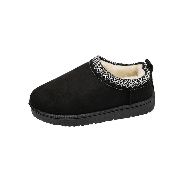 Damen Gefütterte Schlupf‑Hausschuhe im Bootie‑Stil mit Kunstfellfutter und dekorativer Zierborte Echo Archiv