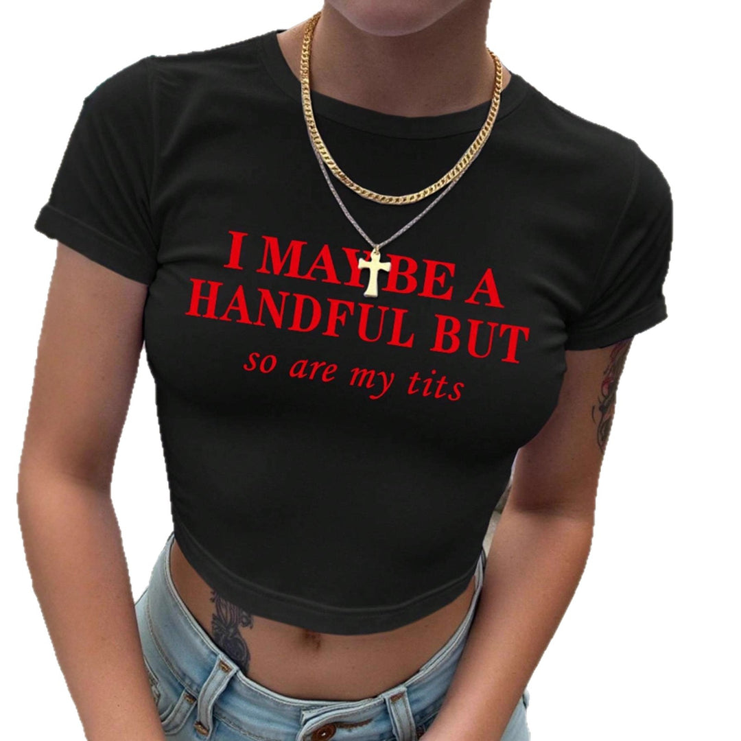 Damen Crop-T-Shirt mit witzigem Schriftzug Echo Archiv