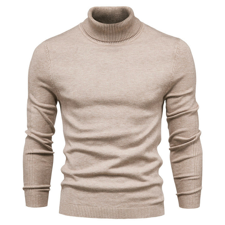 Herren Strickpullover mit hohem Kragen und feinem Rippmuster Echoarchiv