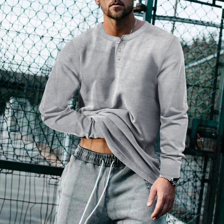 Herren Langarmshirt mit Knopfleiste aus hochwertiger Baumwolle Echoarchiv