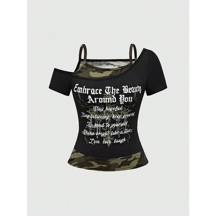 Damen Off-Shoulder Top mit Camouflage-Muster Echo Archiv