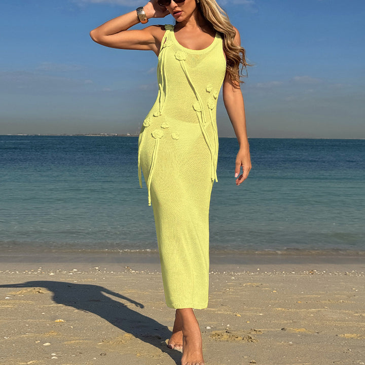 Damen trendiges Strickkleid mit floralem Dekor und raffiniertem Schnitt Echo Archiv