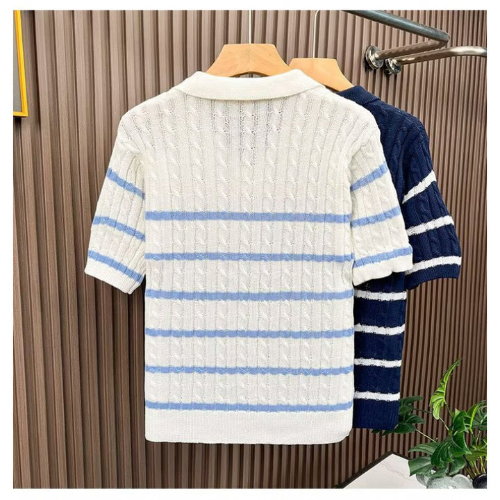 Herren Kurzarm-Pullover mit strukturierter Strickweise Echo Archiv