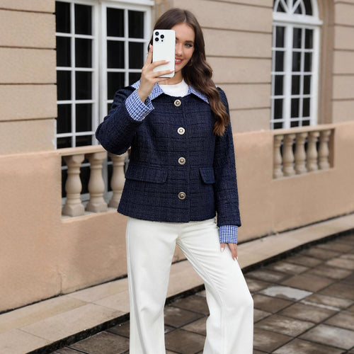 Damen Kurzjacke aus Bouclé mit integrierter Hemdkragen-Optik Echoarchiv