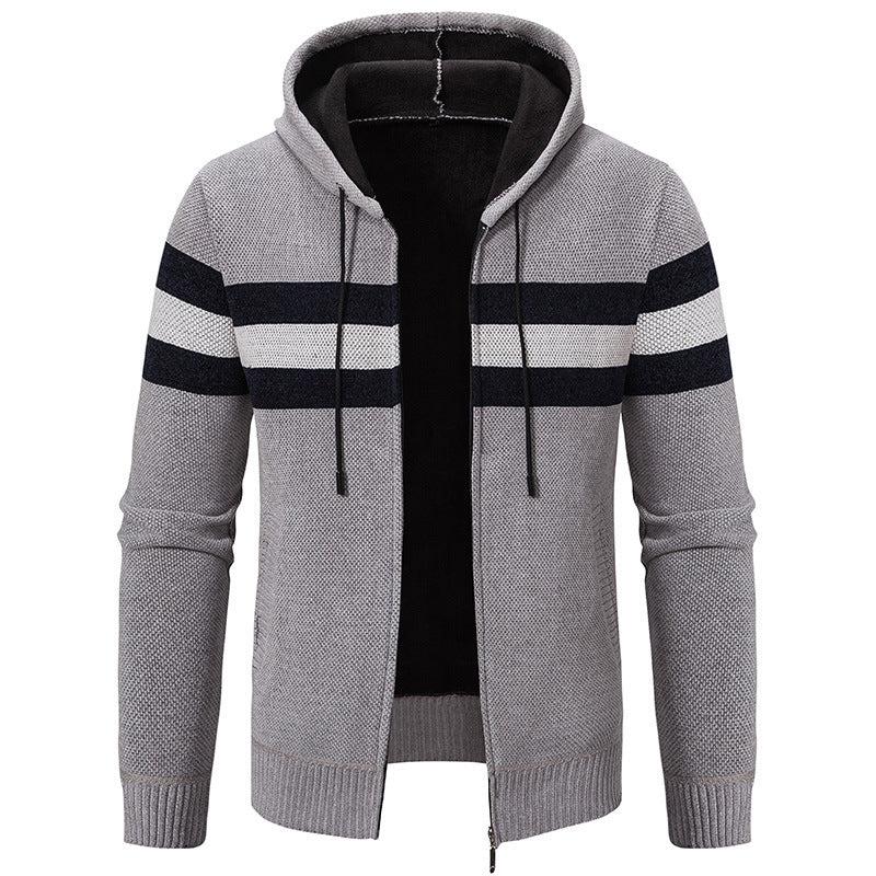 Herren modische Kapuzenjacke mit strukturiertem Design und elegantem Innenkragen Echoarchiv