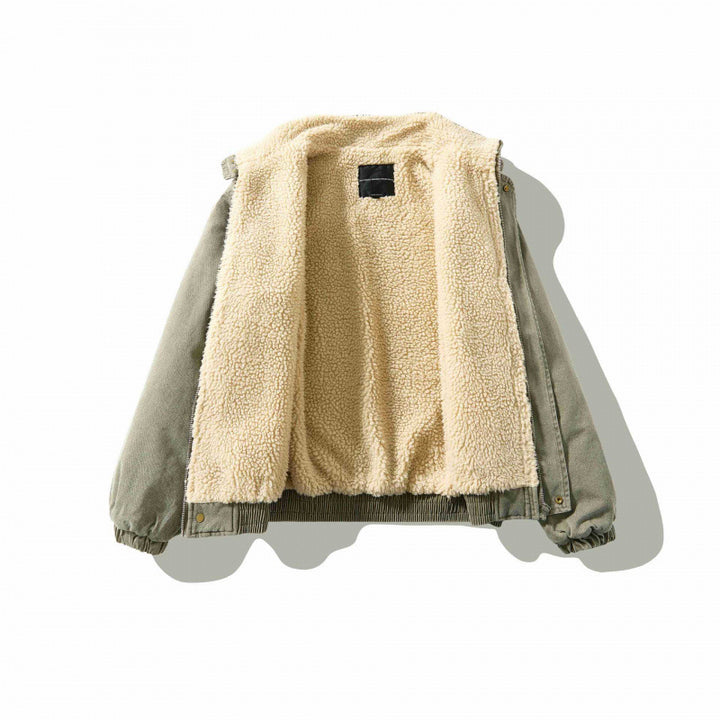 Unisex Weitgeschnittene Canvas-Utility-Jacke mit Stehkragen, Pattentaschen und elastischem Saum Echo Archiv