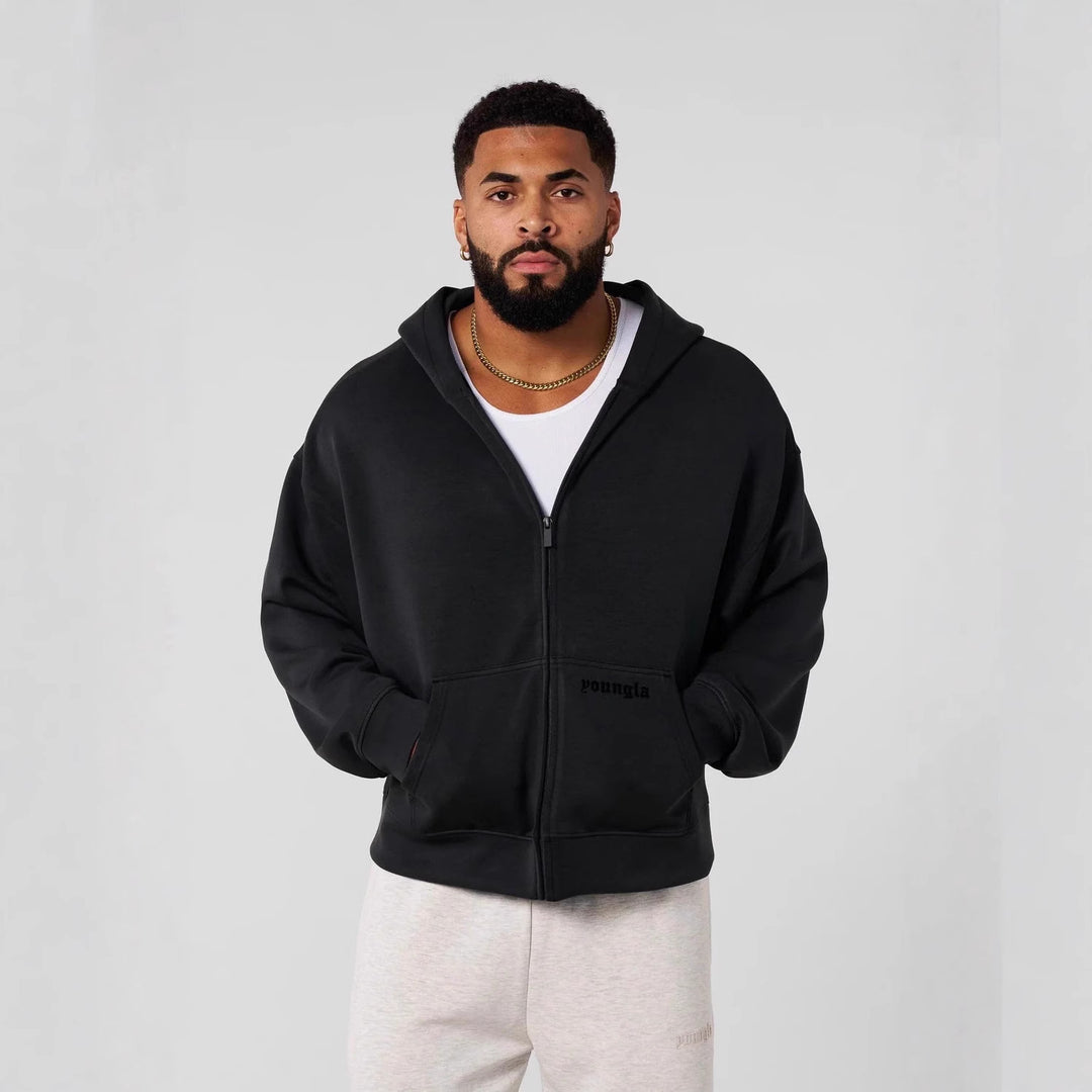 Herren Kapuzenpullover mit durchgehendem Reißverschluss und praktischen Taschen Echoarchiv