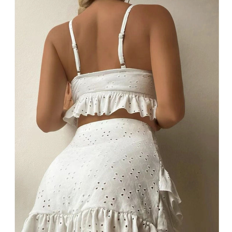 Damen Crop-Top und Rüschenshort Set Echo Archiv