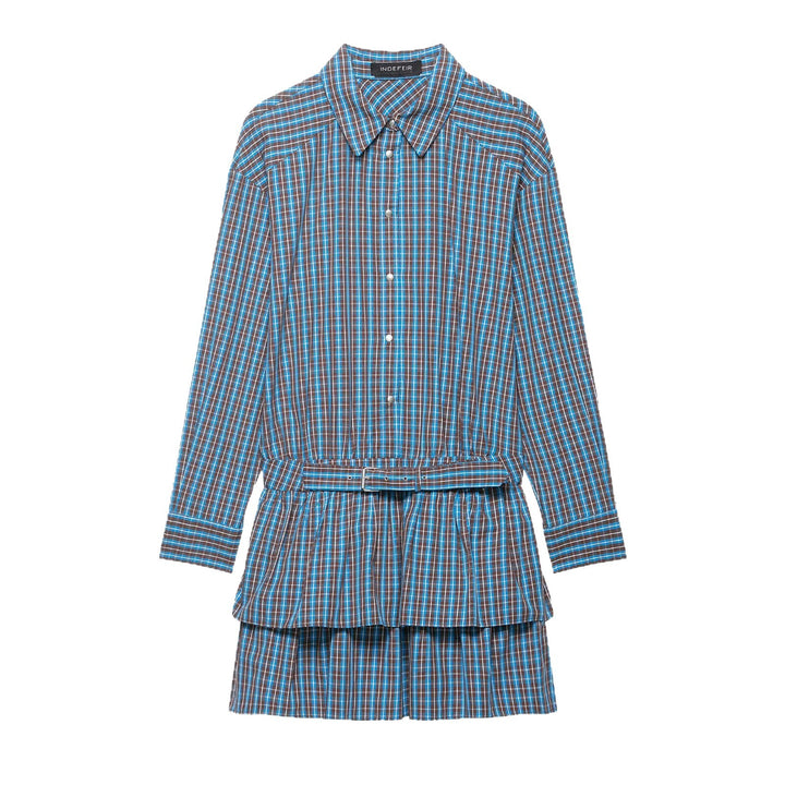 Damen Tailliertes Hemdkleid im Karomuster mit Bindegürtel und Stufenrock Echo Archiv