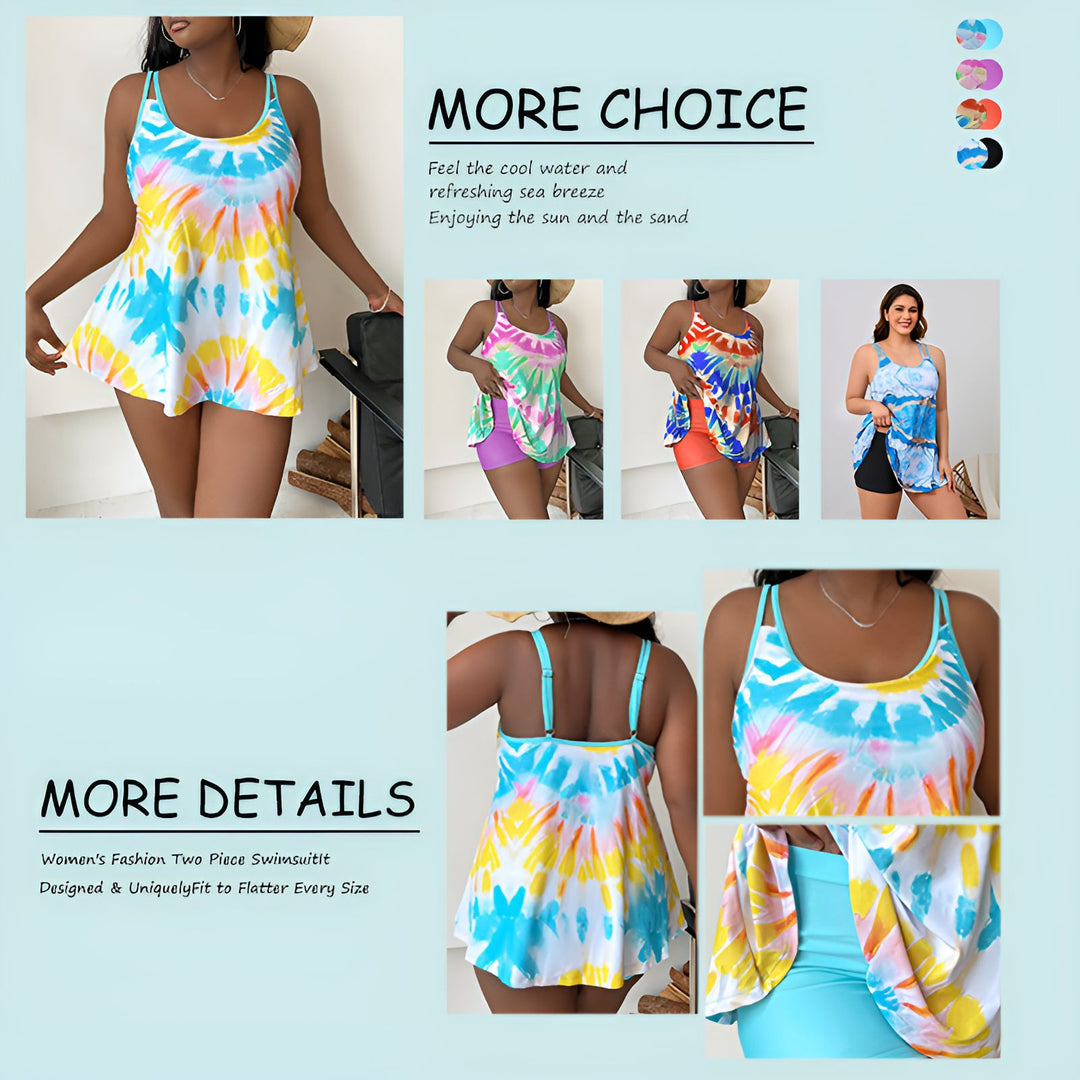 Damen Tankini mit lockerem Schnitt und buntem Batikdesign Echo Archiv