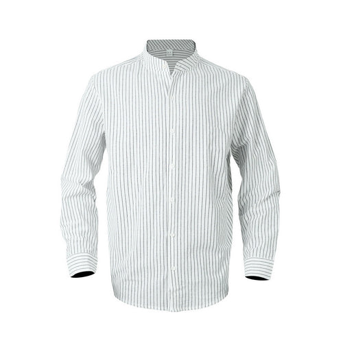 Herren elegantes gestreiftes Hemd mit Stehkragen und modernen Details Echoarchiv