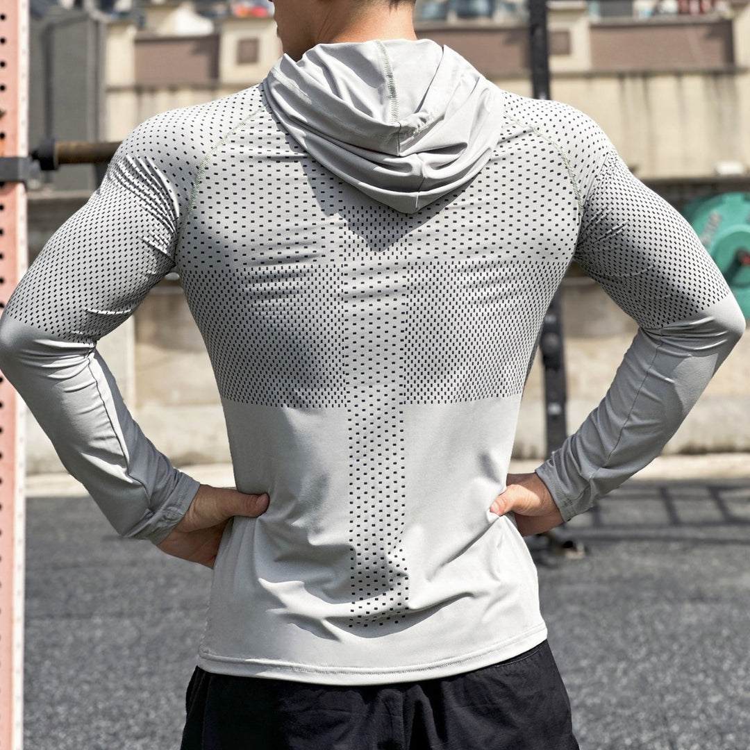 Herren Sportliches Langarmshirt mit atmungsaktivem Mesh-Einsatz Echoarchiv