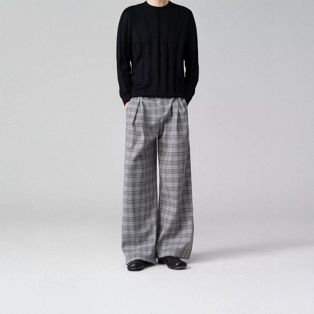 Herren Weitgeschnittene Karottenhose mit Karo-Muster Echoarchiv