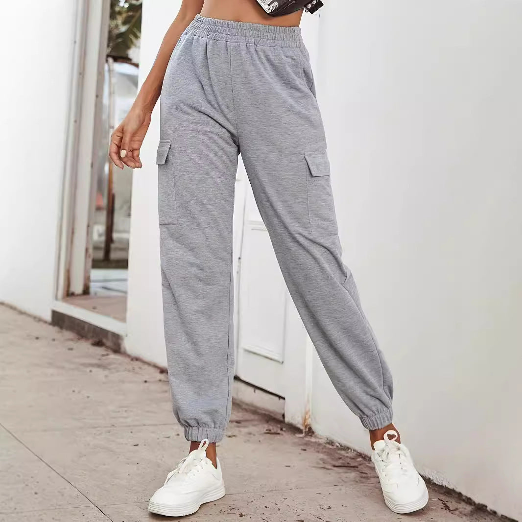 Damen Cargo-Jogginghose mit Gummibund, Seitentaschen und elastischen Bündchen Echoarchiv