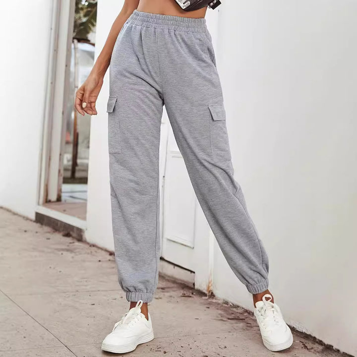 Damen Cargo-Jogginghose mit Gummibund, Seitentaschen und elastischen Bündchen Echoarchiv