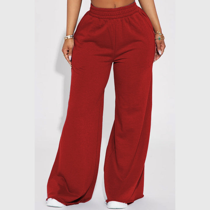 Damen weite High-Waist Loungehose mit elastischem Bund und praktischen Seitentaschen – Avélisse
