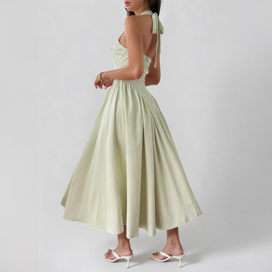 Damen Midikleid mit lässigem Rückenausschnitt und Schleifenverschluss Echo Archiv