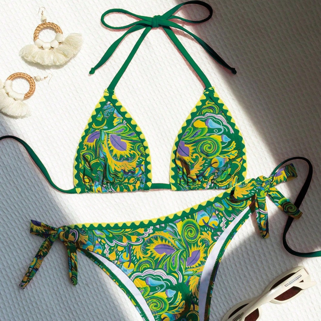 Damen Triangel-Bikini mit buntem Print und verstellbaren Trägern Echo Archiv