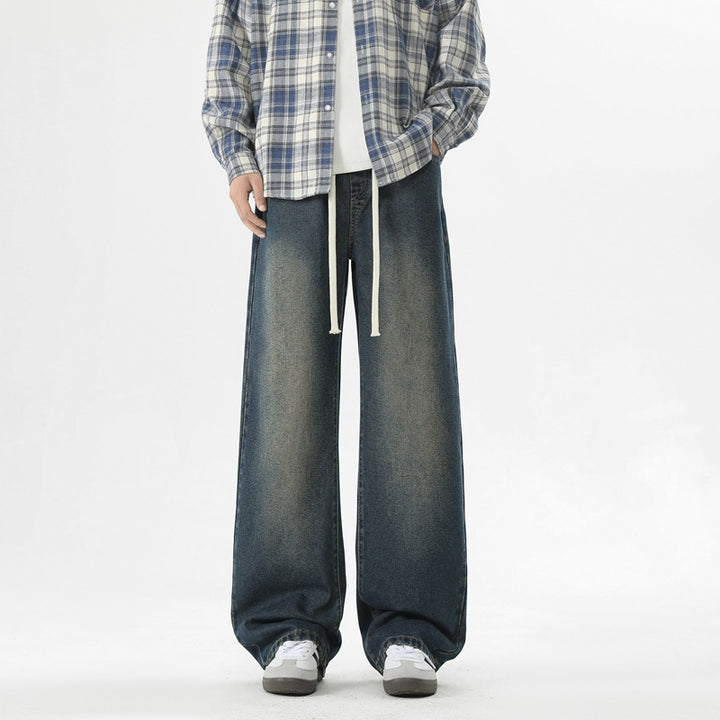 Herren Oversized Jeanshose mit weitem Schnitt und verstellbarem Bund Echoarchiv