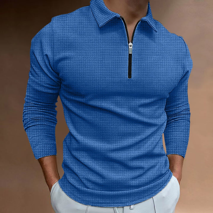 Herren Sportliches Langarmpoloshirt mit modernem Reißverschluss Echoarchiv