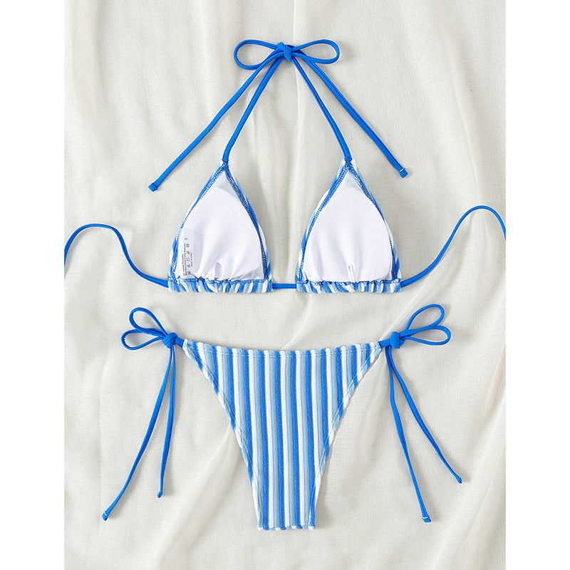 Damen Triangel-Bikini mit raffinierten Streifen und verspielten Schleifen Echo Archiv