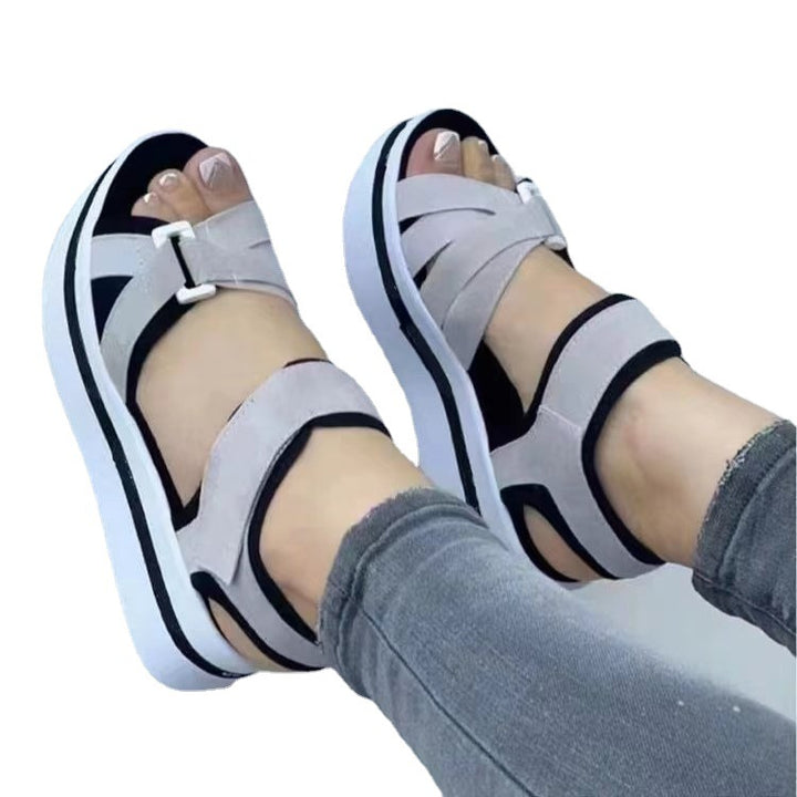 Damen  sportliche Keil-Sandalen mit verstellbaren Klettverschlüssen und gepolstertem Komfort-Fußbett Echo Archiv