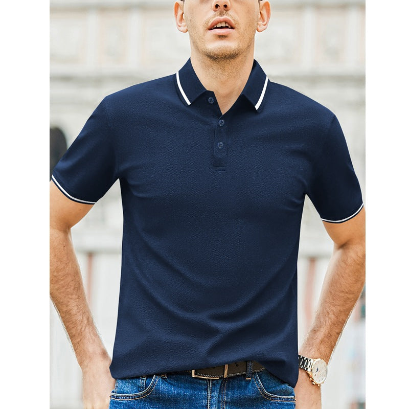 Herren Kurzarm-Polohemd mit modernem Bicolor-Kragen und atmungsaktiver Baumwollqualität Echoarchiv