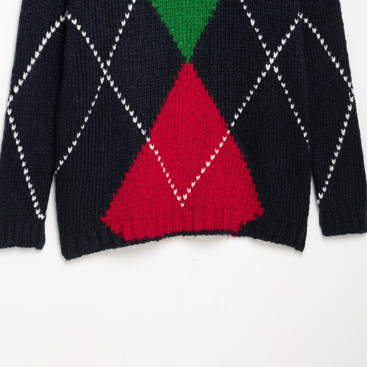 Damen Grobstrick-Pullover mit Argyle‑Muster und Oversize‑Schnitt Echoarchiv
