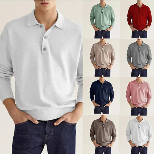 Herren Langarm-Polo mit eleganter Knopfleiste und bequemer Passform Echoarchiv