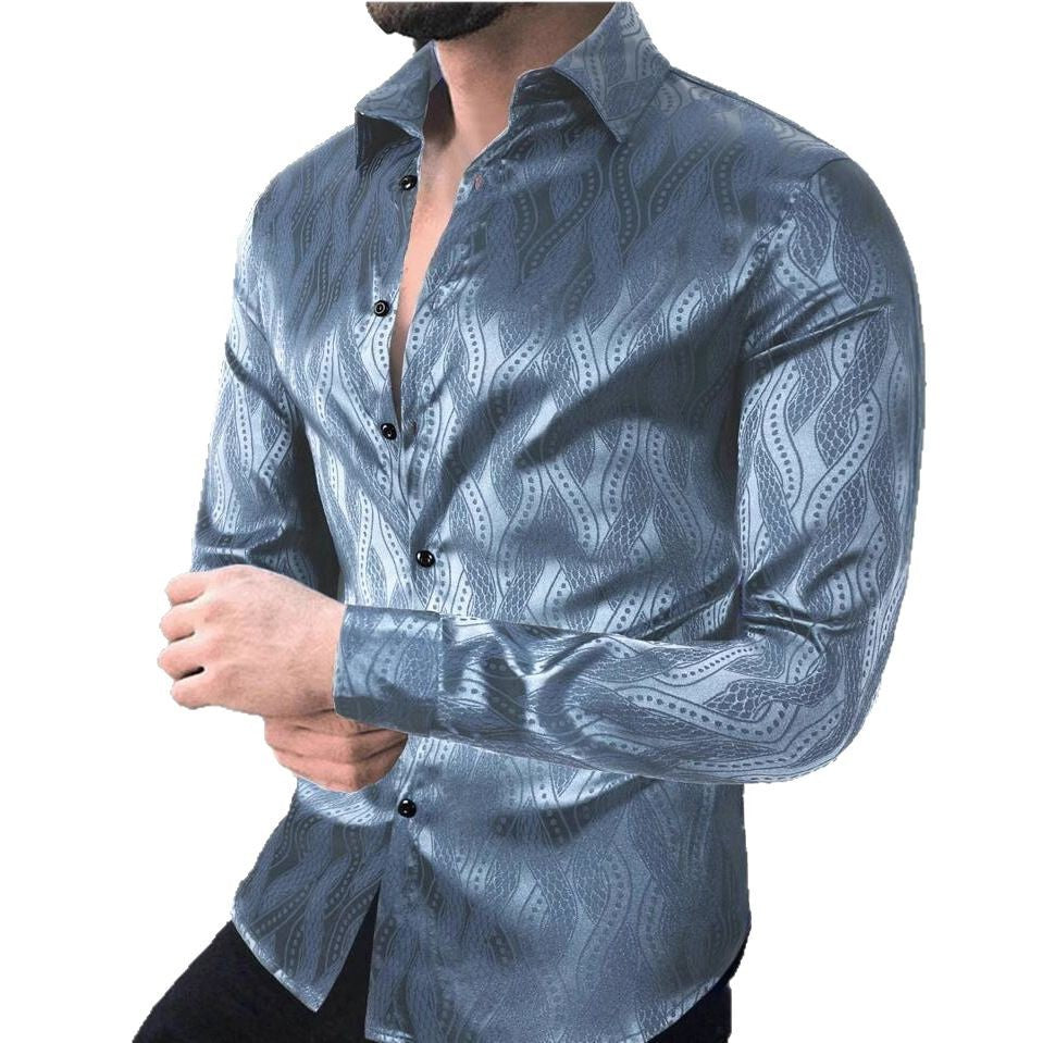 Herren Slim-Fit Hemd mit elegantem Wellenmuster Echoarchiv
