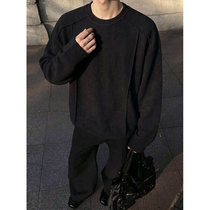 Herren Oversize Waffelstrick-Pullover mit Rundhalsausschnitt Echo Archiv