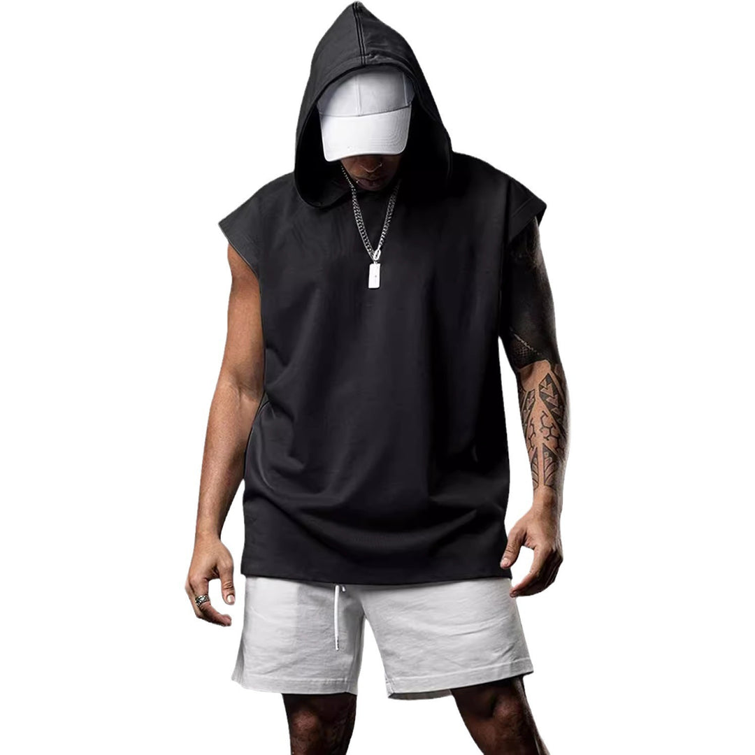 Herren ärmelloses Kapuzenshirt aus hochwertigem Baumwollmix mit modischem Schnitt Echoarchiv