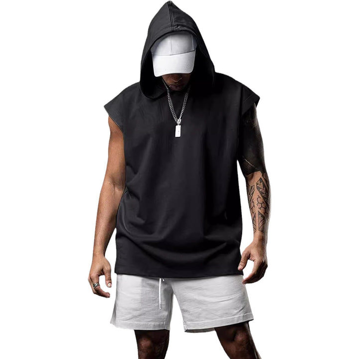 Herren ärmelloses Kapuzenshirt aus hochwertigem Baumwollmix mit modischem Schnitt Echoarchiv