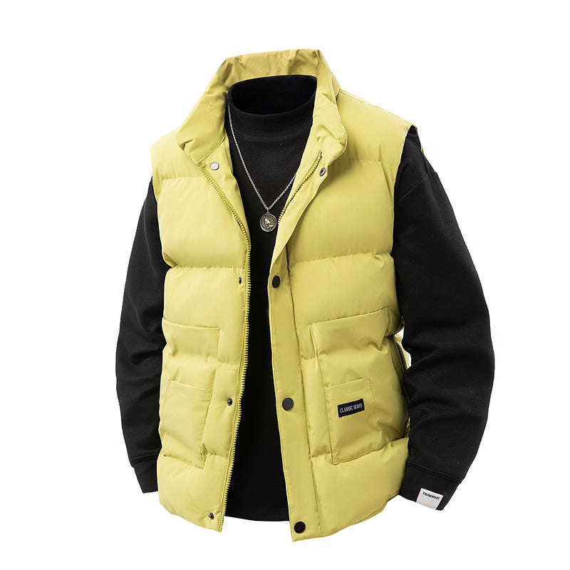 Herren Thermo‑Steppweste mit hoher Kragenblende, Druckknopf‑Front & aufgesetzten Utility‑Taschen Echoarchiv