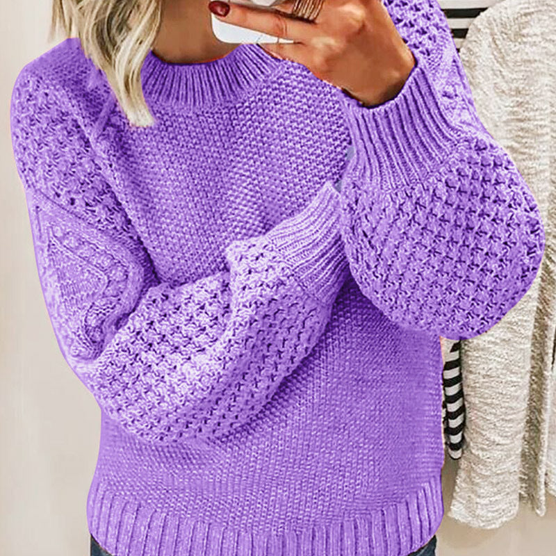 Damen Grobgestrickter Pullover mit Zopfmuster und Ballonärmeln Echo Archiv