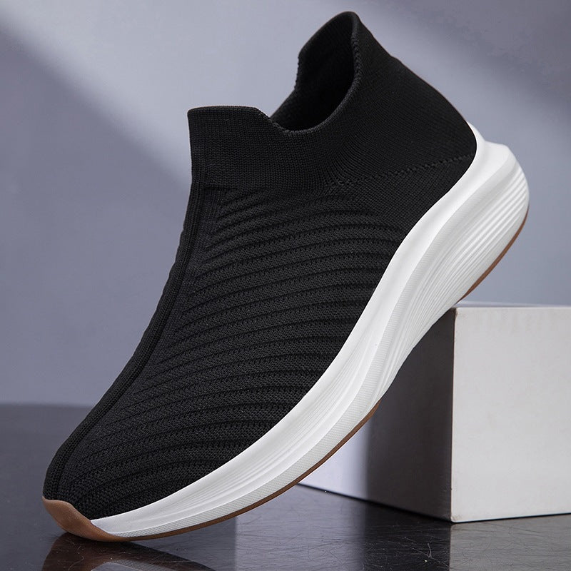 Damen Atmungsaktive Slip-On Strick-Sneakers mit sockenähnlichem Schaft Echoarchiv