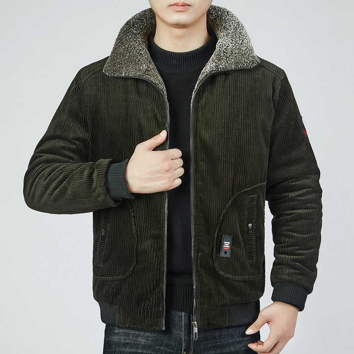 Herren Cord-Bomberblouson mit Sherpa-Kragen, Thermo-Futter und Utility-Taschen Echoarchiv