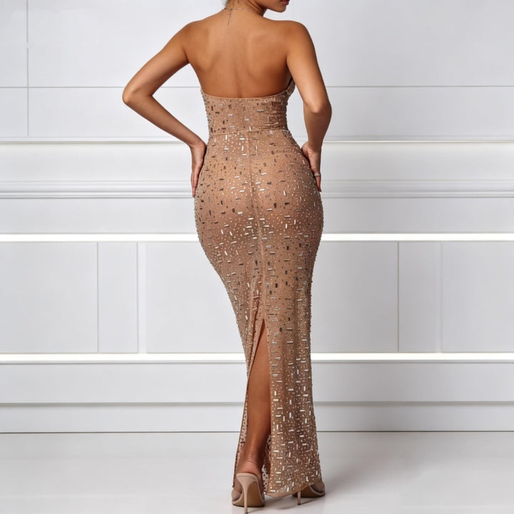 Damen Elegantes Drapeekleid mit schulterfreiem Design und kunstvollem Bund Echo Archiv