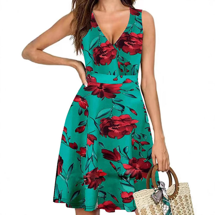 Damen Wickelkleid mit floralem Muster und schwingendem Rock Echo Archiv