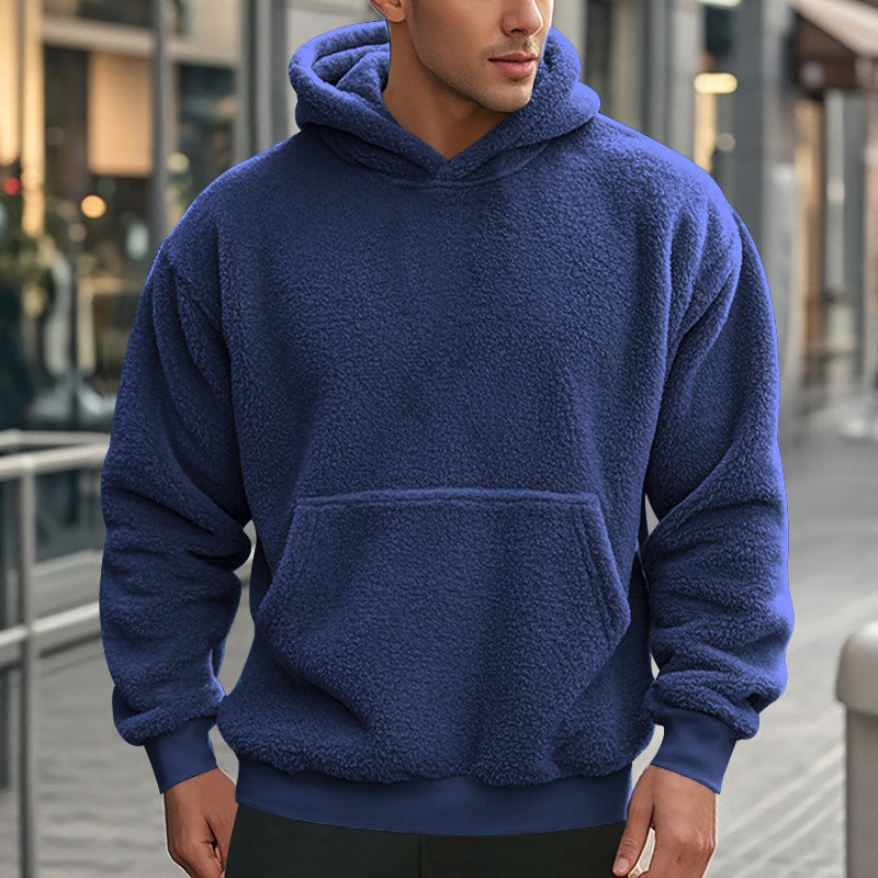 Herren Hoodie aus kuscheligem Teddy-Fleece mit Kängurutasche und breiten Bündchen Echoarchiv