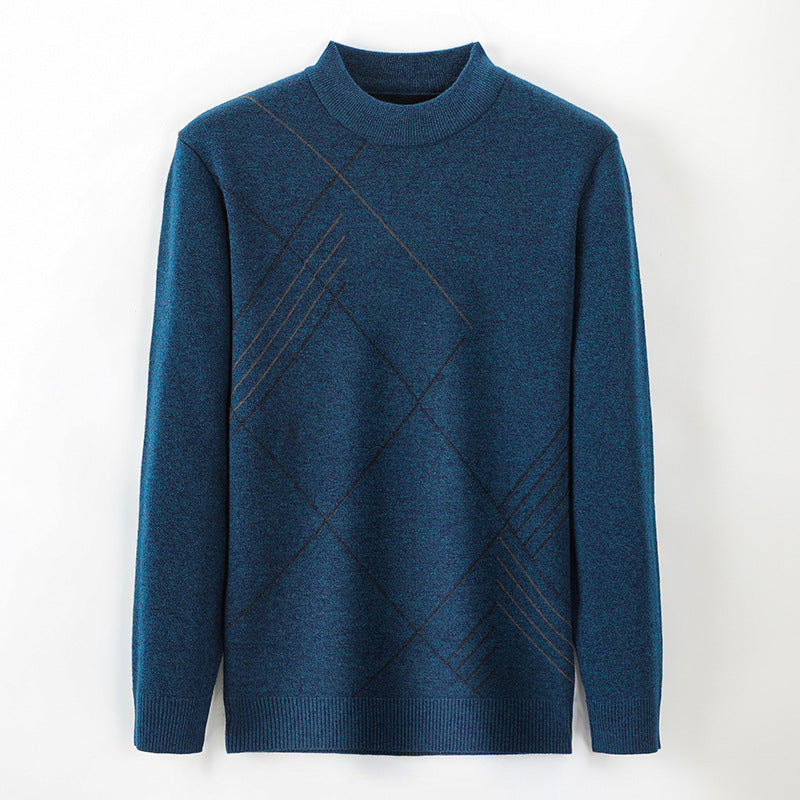 Herren feiner Rollkragenpullover mit modernem Karomuster Echoarchiv
