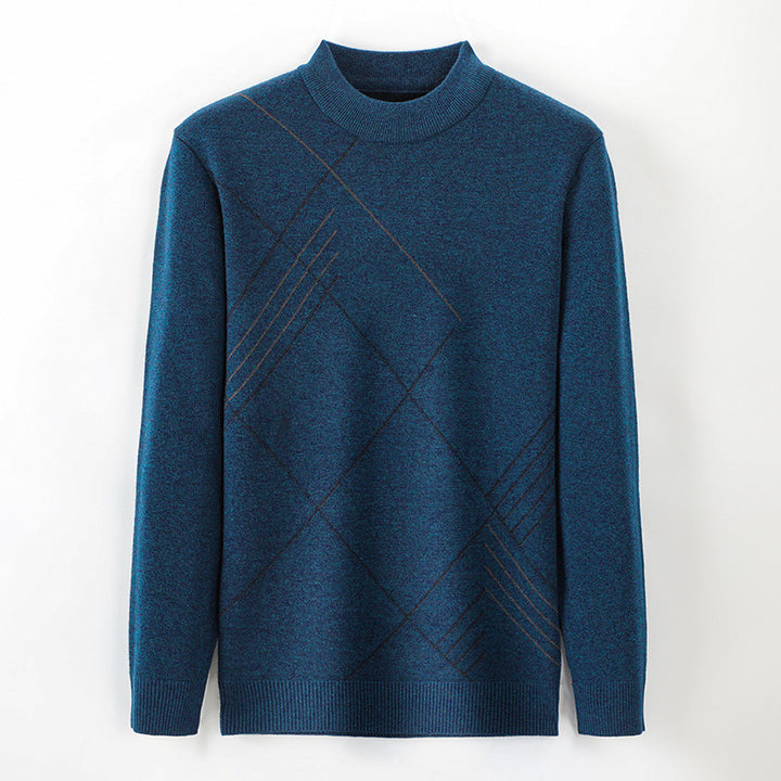 Herren feiner Rollkragenpullover mit modernem Karomuster Echoarchiv