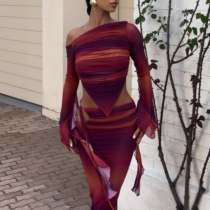 Damen Asymmetrisches Maxikleid mit raffinierten Cut-Outs und innovativem Design Echo Archiv