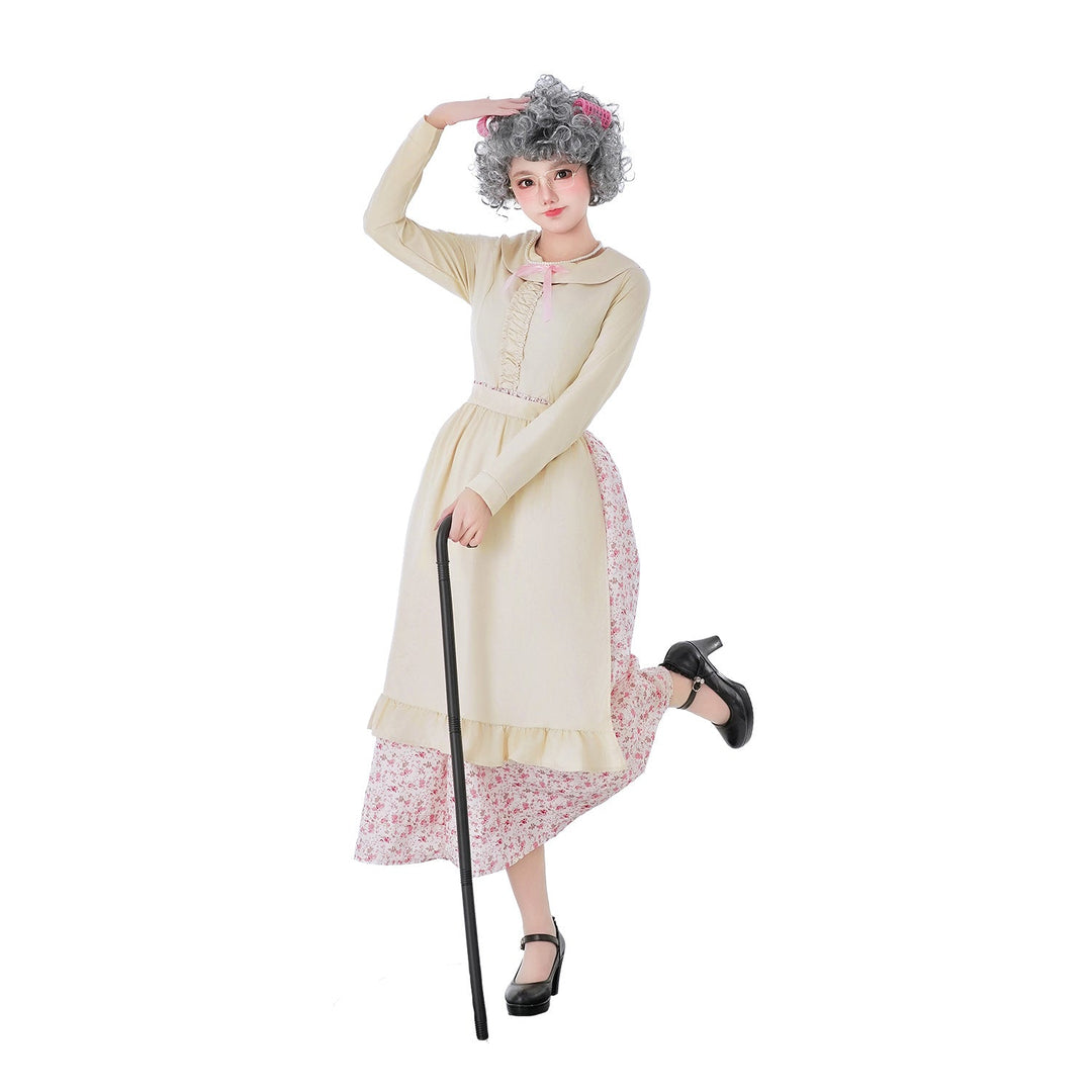 Damen Vintage-Älteren Kostüm mit Blumenmuster und Rüschendetails Echo Archiv