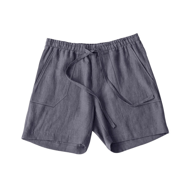 Herren bequeme Leinen-Shorts mit elastischem Bund und praktischen Taschen Echoarchiv