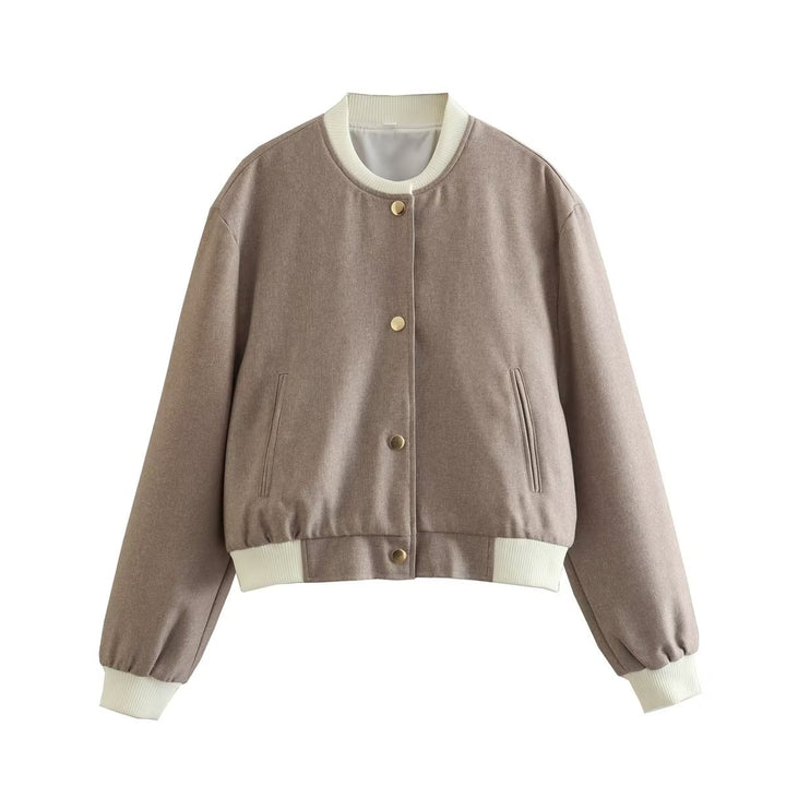 Damen nan cropped College-Bomber mit kontrastbündchen, verdeckter Druckknopfleiste und Leistentaschen Echo Archiv