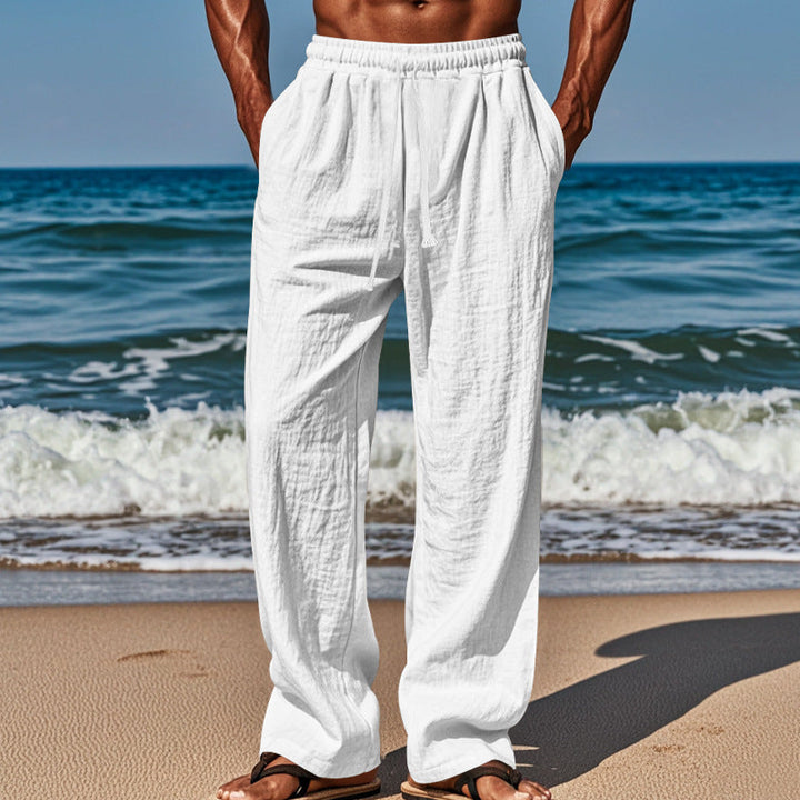 Herren lässige Strandhose mit elastischem Bund und seitlichen Eingrifftaschen Echoarchiv
