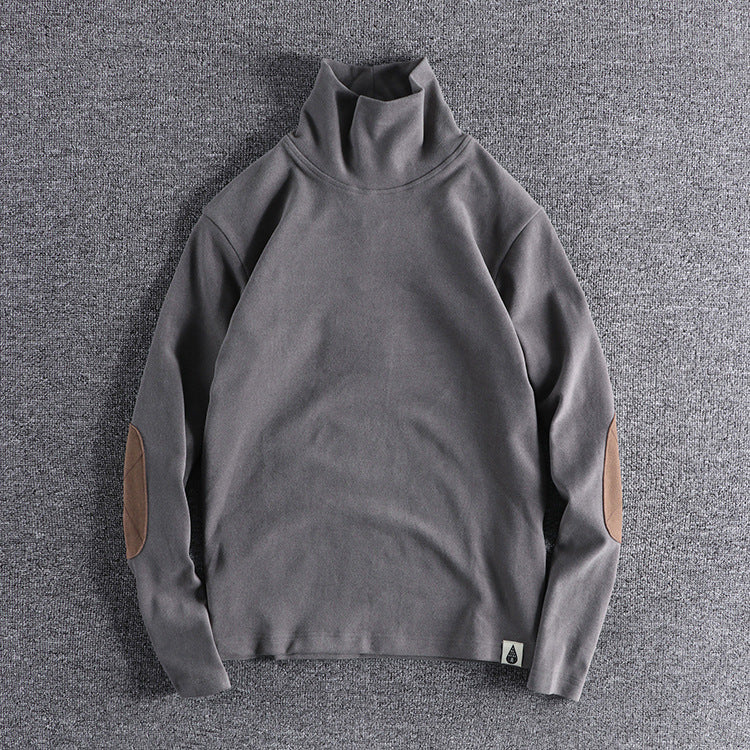 Herren Stehkragenpullover aus hochwertigem Fleece mit kontrastierenden Ellbogenpatches Echoarchiv