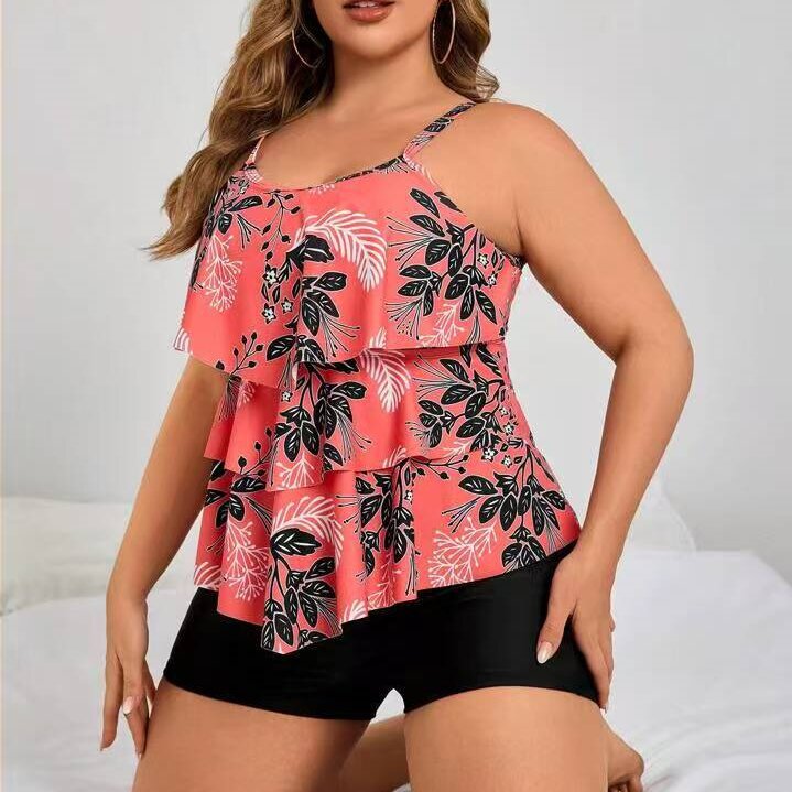 Damen Tankini-Oberteil mit modernem Rüschendesign und elastischem Schnitt Echo Archiv